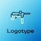 Line Submachine gun M3, Grease gun icon isolated on blue background. Colorful outline concept. Vector