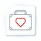 Line Suitcase for travel with heart icon isolated on white background. Honeymoon symbol. Traveling baggage sign. Travel