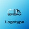 Line Tanker truck icon isolated on blue background. Petroleum tanker, petrol truck, cistern, oil trailer. Colorful