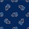 Line Taximeter device icon isolated seamless pattern on blue background. Measurement appliance for passenger fare in