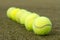 Line of tennis balls