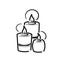 Line three candles spa for web social media design. Holiday celebration relaxation cartoon concept. Health care Aromatic