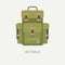 Line tile color vector hunt and camping icon - backpack. Hunter equipment, armament. Retro cartoon style. Wildlife