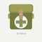 Line tile color vector hunt and camping icon first-aid chest. Hunter equipment, armament. Retro cartoon style. Wildlife