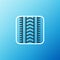 Line Tire track icon isolated on blue background. Colorful outline concept. Vector