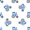 Line Tractor icon isolated seamless pattern on white background. Colorful outline concept. Vector