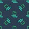 Line Transfer files icon isolated seamless pattern on blue background. Copy files, data exchange, backup, PC migration