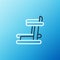 Line Treadmill machine icon isolated on blue background. Colorful outline concept. Vector