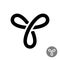 Line triple knot symbol. Three rounded ends abstract linear figure.