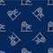 Line Turnstile icon isolated seamless pattern on blue background. Vector