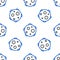 Line UFO abducts cow icon isolated seamless pattern on white background. Flying saucer. Alien space ship. Futuristic