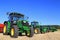 Line up of John Deere Agricultural Tractors