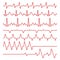 Line vector cardiograms or electrocardiogram on monitor, heartbeat medical symbols