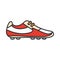 Line vector color icon sneakers, strike boots. Sport equipment, success symbol. Athletic competition activity. Baseball