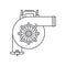 Line vector icon auto moto parts accessories boost turbine. Repair service equipment. Engine elements shop catalog