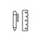 Line vector icon ballpeen, ruler, scale. Outline vector icon