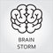 Line vector icon brainstorm as brain on white