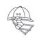 Line vector icon british cricket defense helmet. Sport equipment success symbol. Head protection. Athletic competition