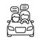 Line vector icon, car accident, conversation with passengers