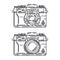 Line vector icon with digital slr professional camera. Photography art. Megapixel photocamera. Cartoon style