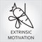 Line vector icon extrinsic motivation as carrot on a rope