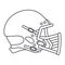 Line vector icon hockey, rugby, baseball defense helmet. Sport equipment success symbol. Head protection. Athletic