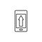 Line vector icon phone, arrow up, upload. Outline vector icon