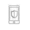 Line vector icon Phone shield, security. Outline vector icon