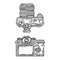 Line vector icon set digital slr professional camera. Photography art. Megapixel photocamera. Cartoon style illustration
