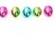 Line of vibrant shiny Easter Eggs