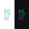 Line Vulcan salute icon isolated on white and black background. Hand with vulcan greet. Spock symbol. Colorful outline