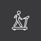 Line walking on treadmill icon on dark background