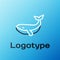 Line Whale icon isolated on blue background. Colorful outline concept. Vector