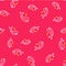 Line Whale icon isolated seamless pattern on red background. Vector