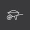 Line wheelbarrow icon on dark background