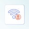 Line Wifi locked sign icon isolated on white background. Password Wi-fi symbol. Wireless Network icon. Wifi zone