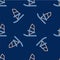 Line Windsurfing icon isolated seamless pattern on blue background. Vector