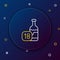 Line Wine bottle icon isolated on blue background. Age limit for alcohol. Colorful outline concept. Vector