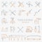 Line working color tools for construction, building and home repair icons set. Vector illustration. Elements for design