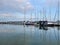 A line of yachts in the harbour