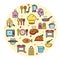 Lineal color style of cooking related icons set