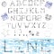 Linear alphabet. Printed font. Geometric pattern. Signs spelling