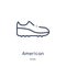 Linear american football black shoe icon from American football outline collection. Thin line american football black shoe vector