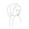 Linear arab woman in hijab. Contemporary minimalist female portrait with closed eyes. Hand drawn outline female
