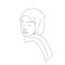 Linear arab woman in hijab. Elegant female portrait with closed eyes. Hand drawn outline female silhouette. Vector