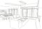 Linear architectural sketch living-room