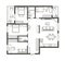 Linear architectural sketch plan four bedroom apartment