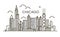 Linear banner of Chicago city. Line art.