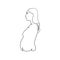 Linear beauty minimal silhouette of pregnant woman.