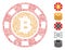 Linear Bitcoin Casino Chip Icon Vector Collage